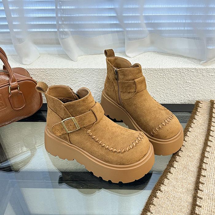 

Женские ботинки Мартин на толстой подошве, новинка осени 2025, одинарные ботинки из матовой кожи, женские ботинки, модные ботильоны на липучках, популярные в интернете 40 жёлтый