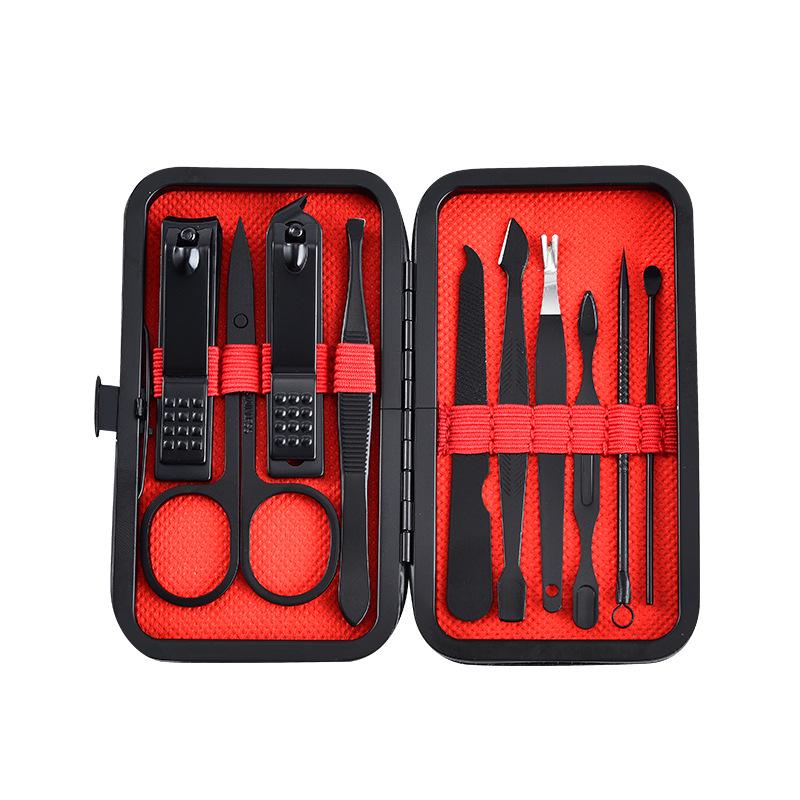 18-Piece Black Manicure Set: Nail Clippers & Art Tools