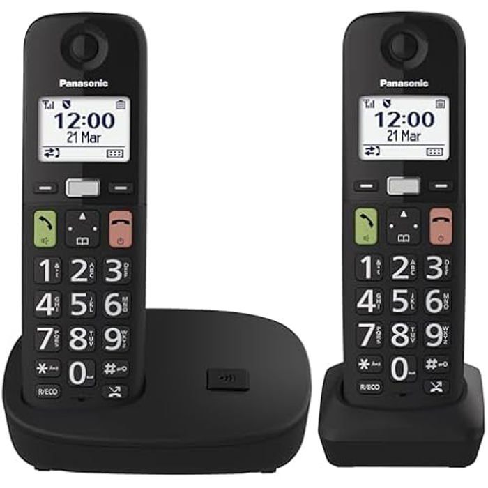 Téléphone sans Fil - PANASONIC - KX-TGU112EXB - Écran LCD - Grosses Touches - Répondeur Intégré