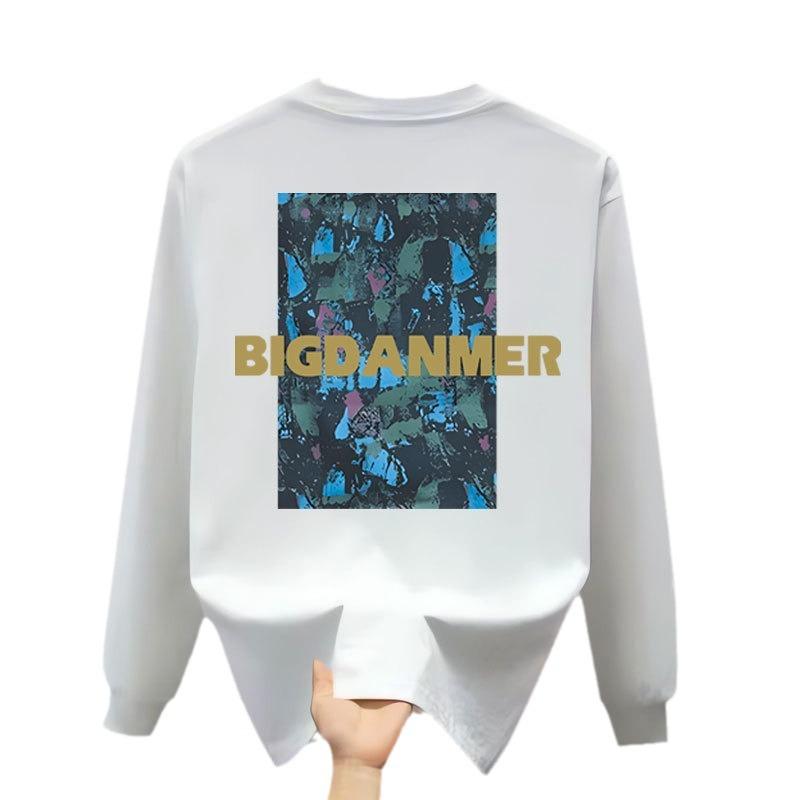Trendige Marke Amerikanisches Langarm-T-Shirt Reine Baumwolle Herren Unterhemd Trendiger Herbst- und Winterpullover Herren- und Damen-Rundhals-Oberteil