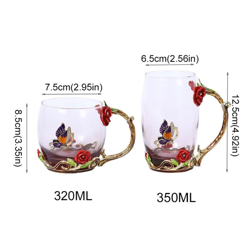 Heat-Resistant Coffee Cup Glass Tea Mug Teaware Enamel Flower Tea Cup  Gift