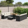 VidaXL 11-Piece Garden Sofa Set with Cushions Black Poly Rattan Acacia 3363675