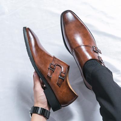 Neue Herren Britische Mode Schwarz Braun Patchwork Monk Strap Formelle Schuhe Männlich Kleid Hochzeit Abschlussball Heimkehr Sapato Social Masculino