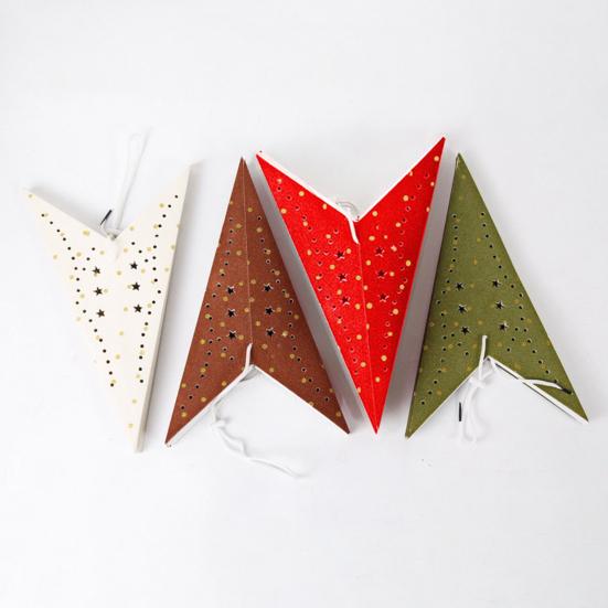 Christmas 3D Paper Star Lantern 7 Point Hollow Paper Star Lampshade Hanging Decoration for Christmas New Year Wedding Party Holiday Birthday