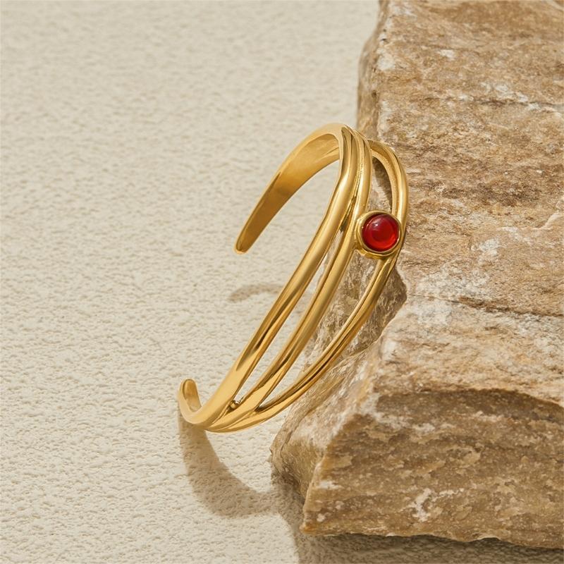 Lightweight Openwork Multilayer Bangle Adjustable Closure Wrist Bracelet Stainless Steel Jewelry For Stackable
