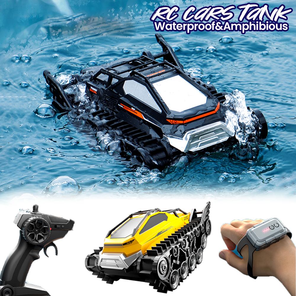 Discover Intime Boys Rc Cars Tank Waterproof Amphibious Water Land All Terrain Tracked Tank Remote Control Crawler Vehicle Outdoor Cars Toy For