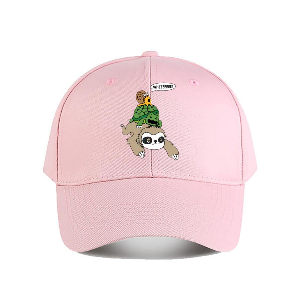 WHEEEEEE Funny Sloth Turtle Snail Animal Stack Graphic Baseball Cap Fashion Unisex Sunhat Womens Outdoor Sports
