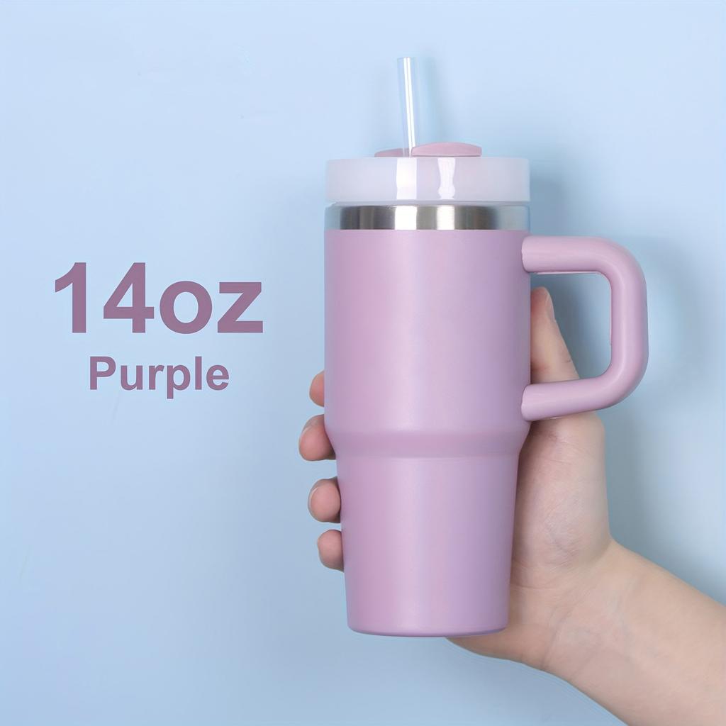 New 14oz Double Layer 304 Stainless Steel Insulated Car Cup With Lid And Straw