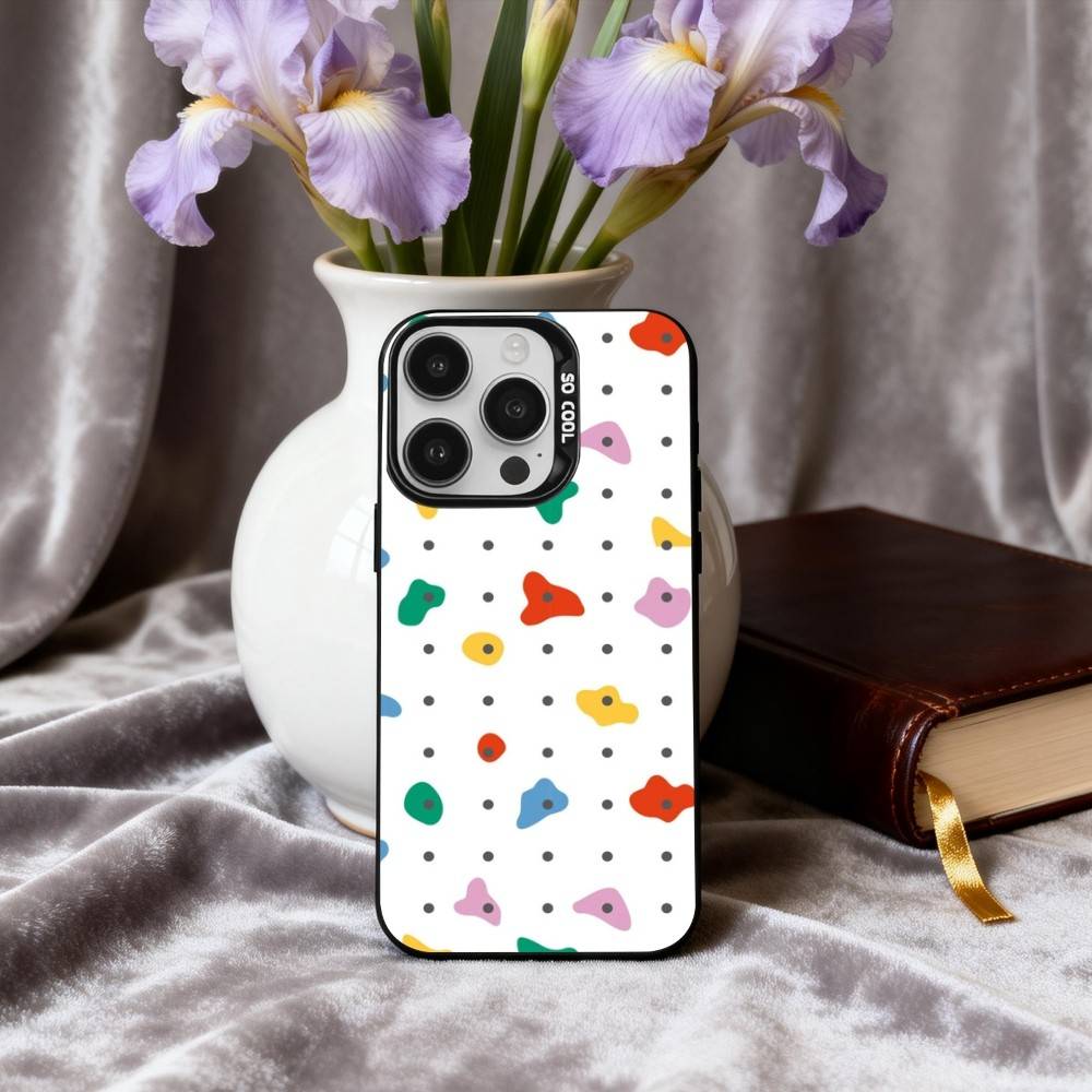 R-Rock C-Climbing Wall Art Phone Case For iPhone17,16,15,14,13,12,11 Plus,Pro Max Black Candy Silver Plated Cover