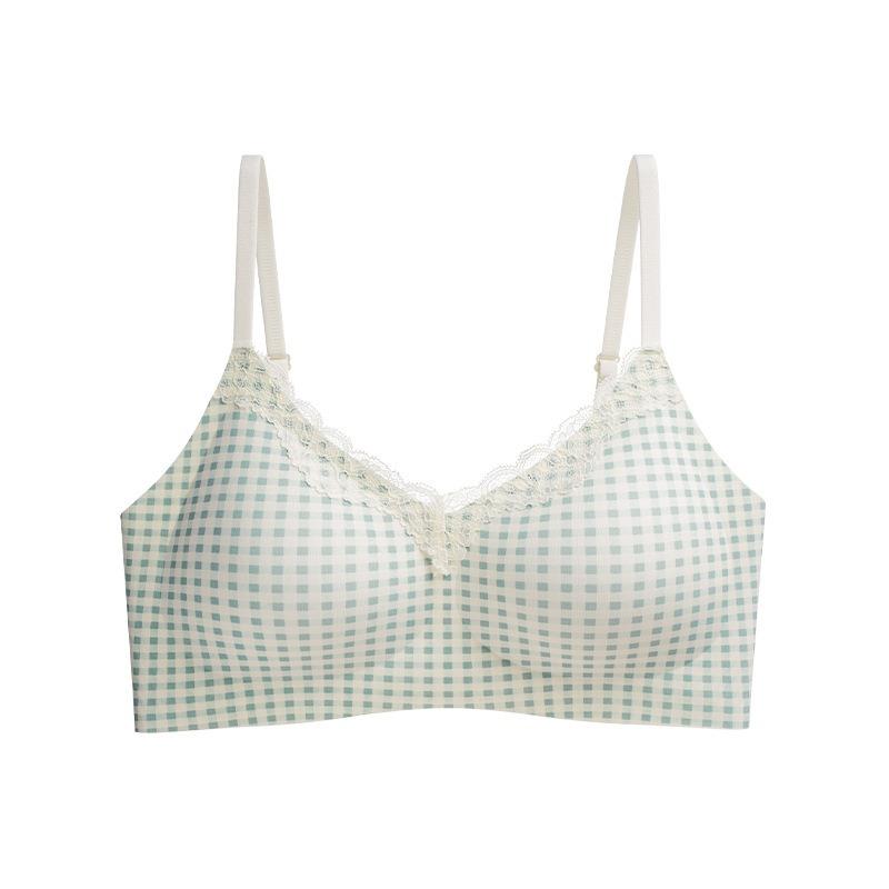 Women Floral Print Soft Support No Underwire Push Up Thin Bra For Small Chest