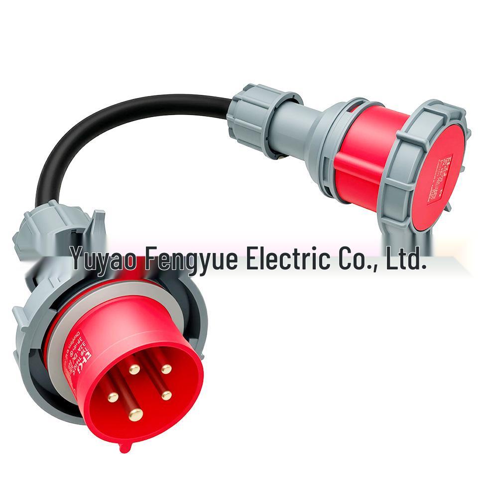 0.5m Industrial Waterproof IP67 Aviation Connector, 5-core, 16A/32A, 2.5 sq mm, Rubber Male-Female Plug Socket