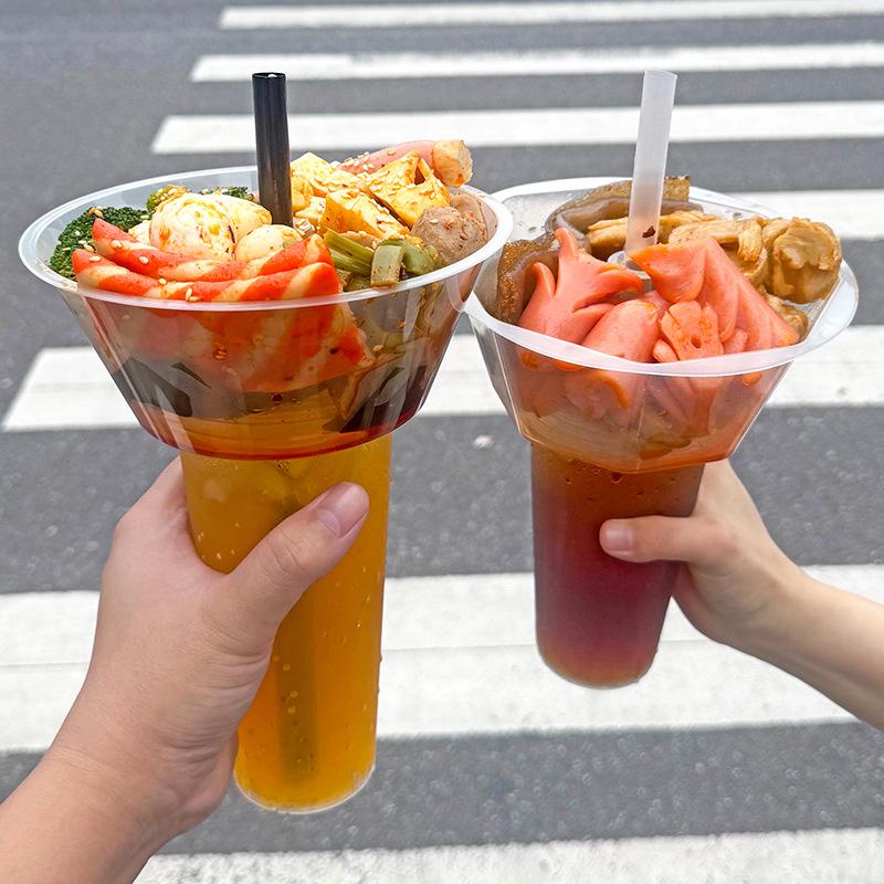 10/50Pcs Disposable Plastic Cup Drink Snack Cup Bowl Bubble Milk Tea Fruit Portable Cups Desserts Fondue Cup Adults Kids