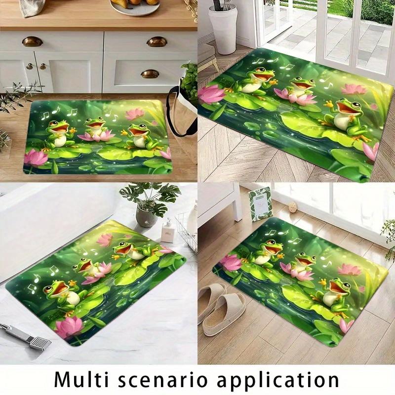 1Pcs Anti Fatigue Kitchen Rugs,  Frogs  Print Waterproof Non-Slip Thick Cushioned Kitchen Mat Heavy Duty Comfort Standing Mat for Kitchen