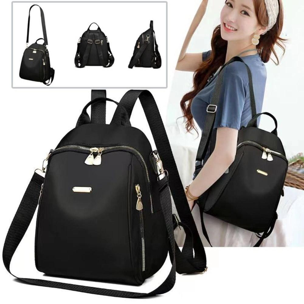 Multi-functional Black Shoulder Bag Small Retro Backpack Korean Style Nylon Backpack Students