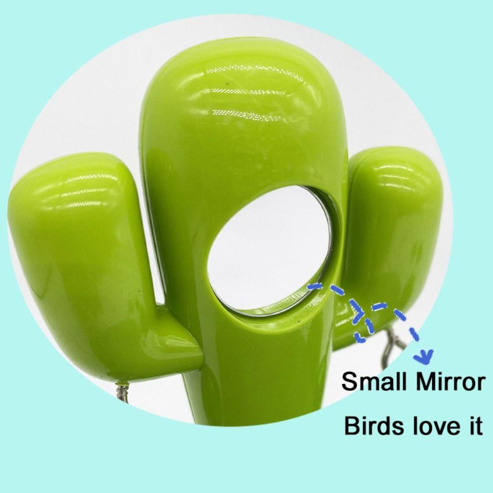 Cactus Bird Perch Stand Leaves Shape Bird Mirror Toy Funny Parrot Play Stands  Play