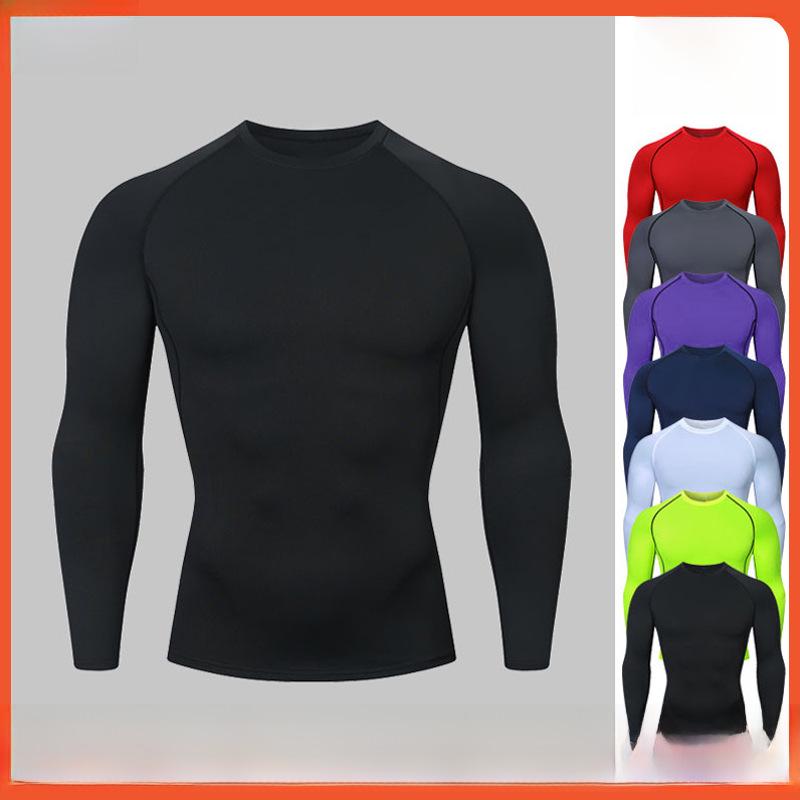 

Men s Breathable High-Elastic Quick-Drying Long Sleeve Sports Tights L фіолетовий