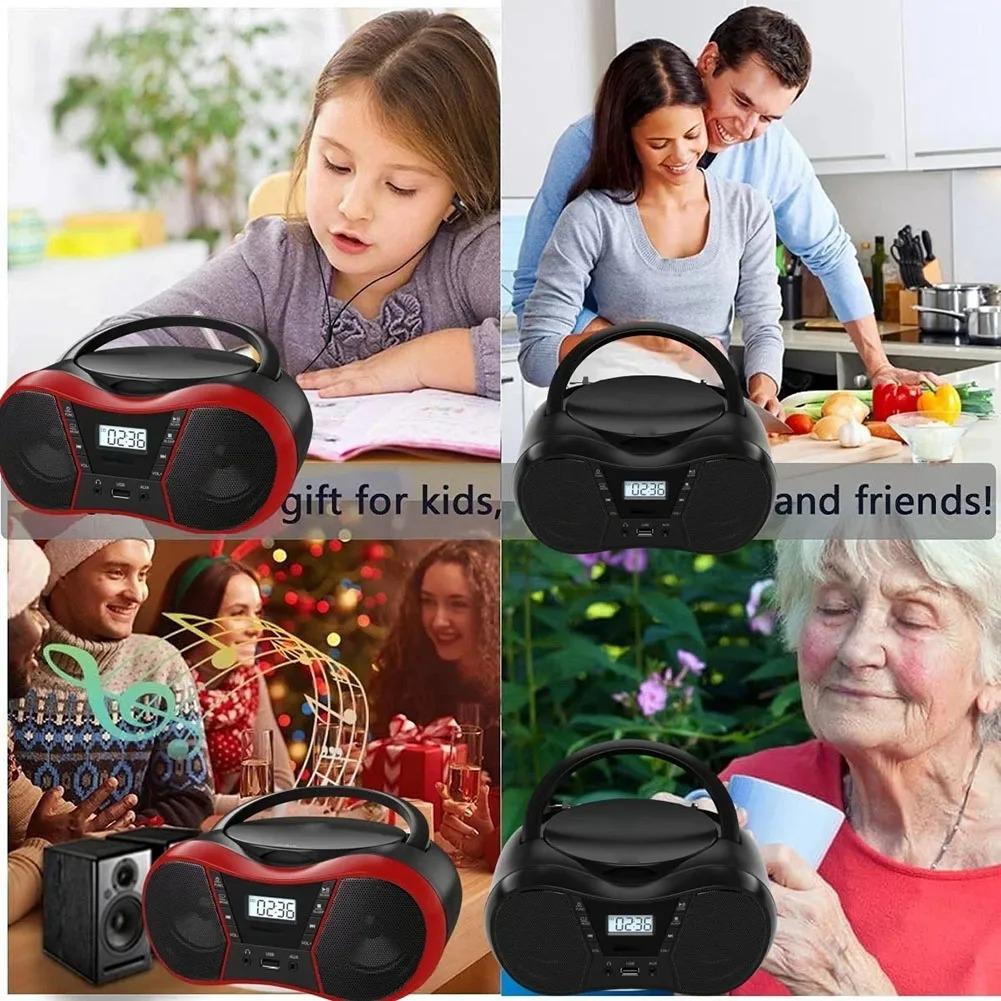 AM FM Radio Bluetooth Speakers Small Boombox CD Player Cassette  AUX USB MP3 Plays with Remote Control Support AC/DC Powered