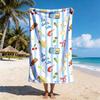 Italian Food Shrimp Pasta Lemon Print Beach Towel Quick Dry Sandproof Towel for Beach Travel Summer Holiday