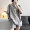 Women's 2 Piece Tracksuit Short Sleeve Letter Print T-Shirt Elastic Waist Shorts Casual Summer Outfit Set