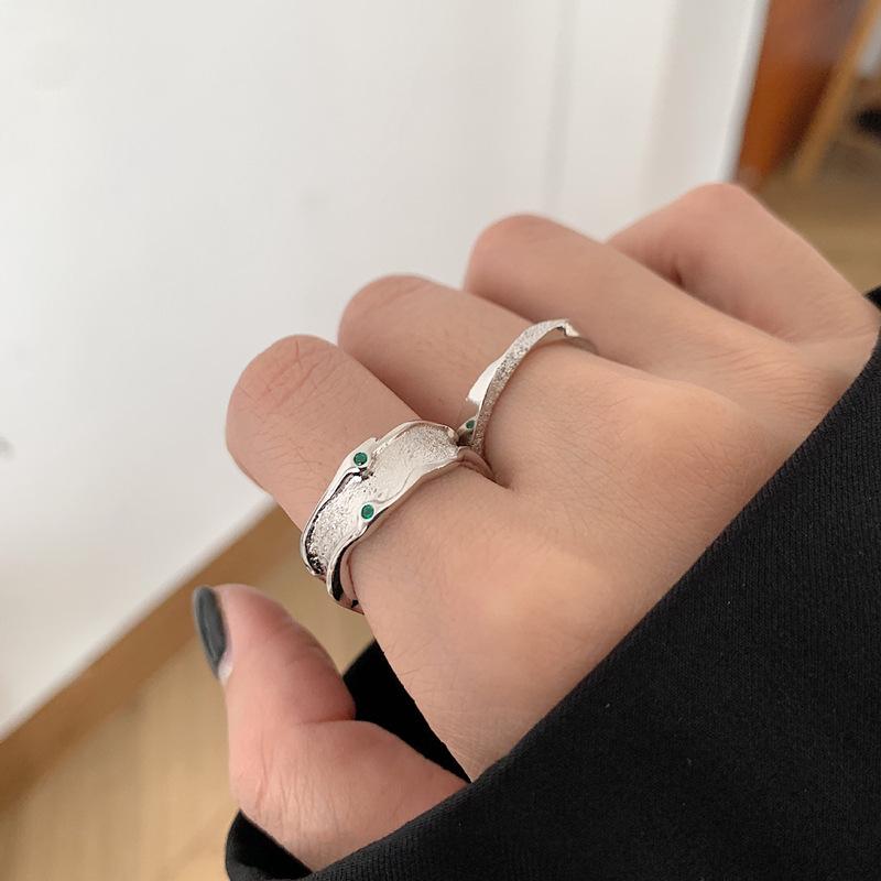 Korean Geometric Irregular Gemstone Women's Adjustable Hip Hop Ring