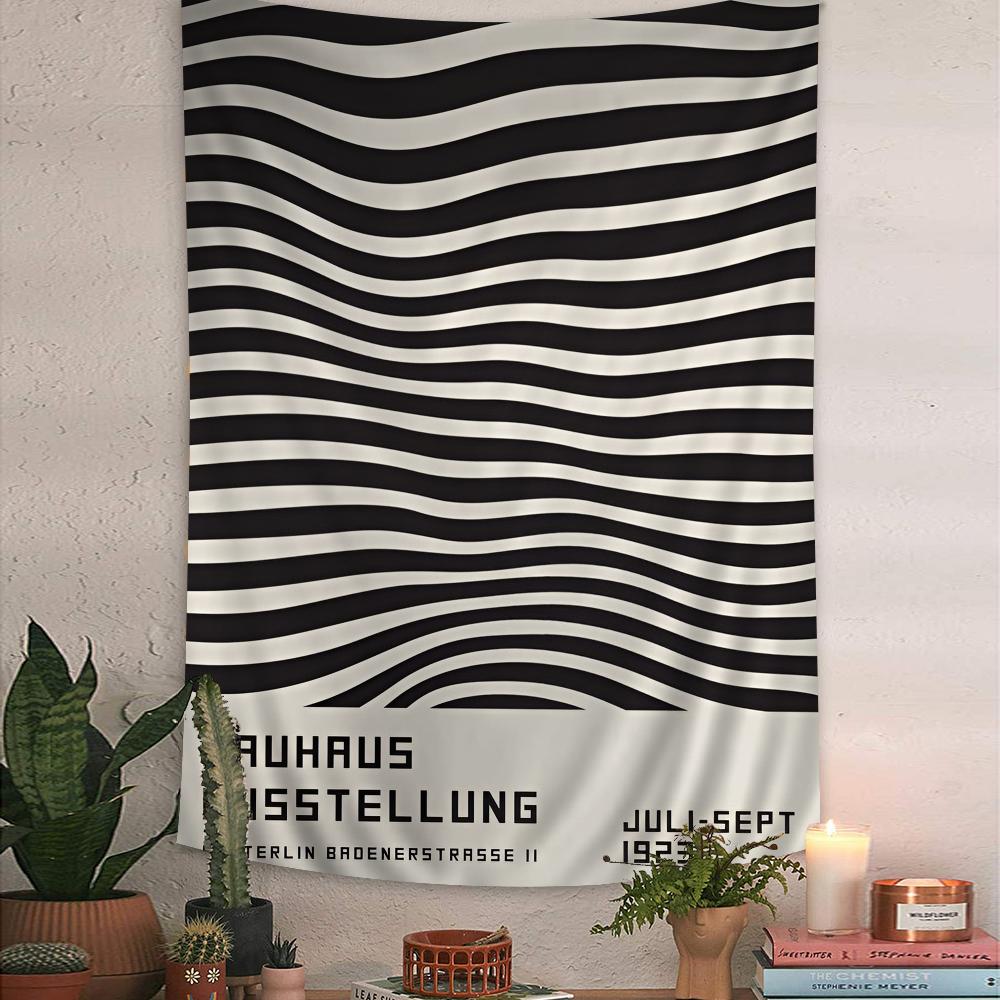 Black and White Minimalist Bauhaus Anime Tapestry Hippie Flower Wall Carpets Dorm Decor Wall Hanging Home Decor