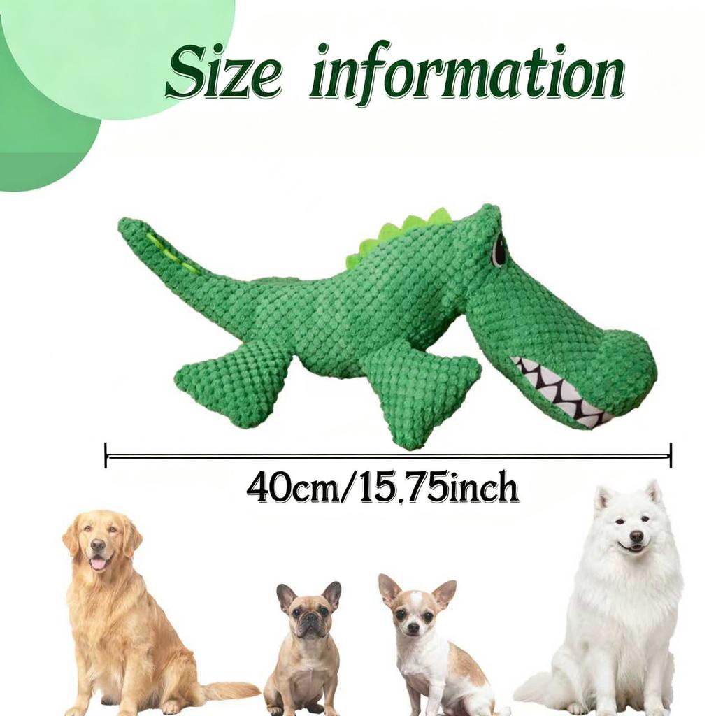 Pet Chew-Resistant Plush Interactive Toy with Sound, Dinosaur Shape, Crocodile, Suitable for Large, Medium, and Small Pets Like Cats and Dogs, Double