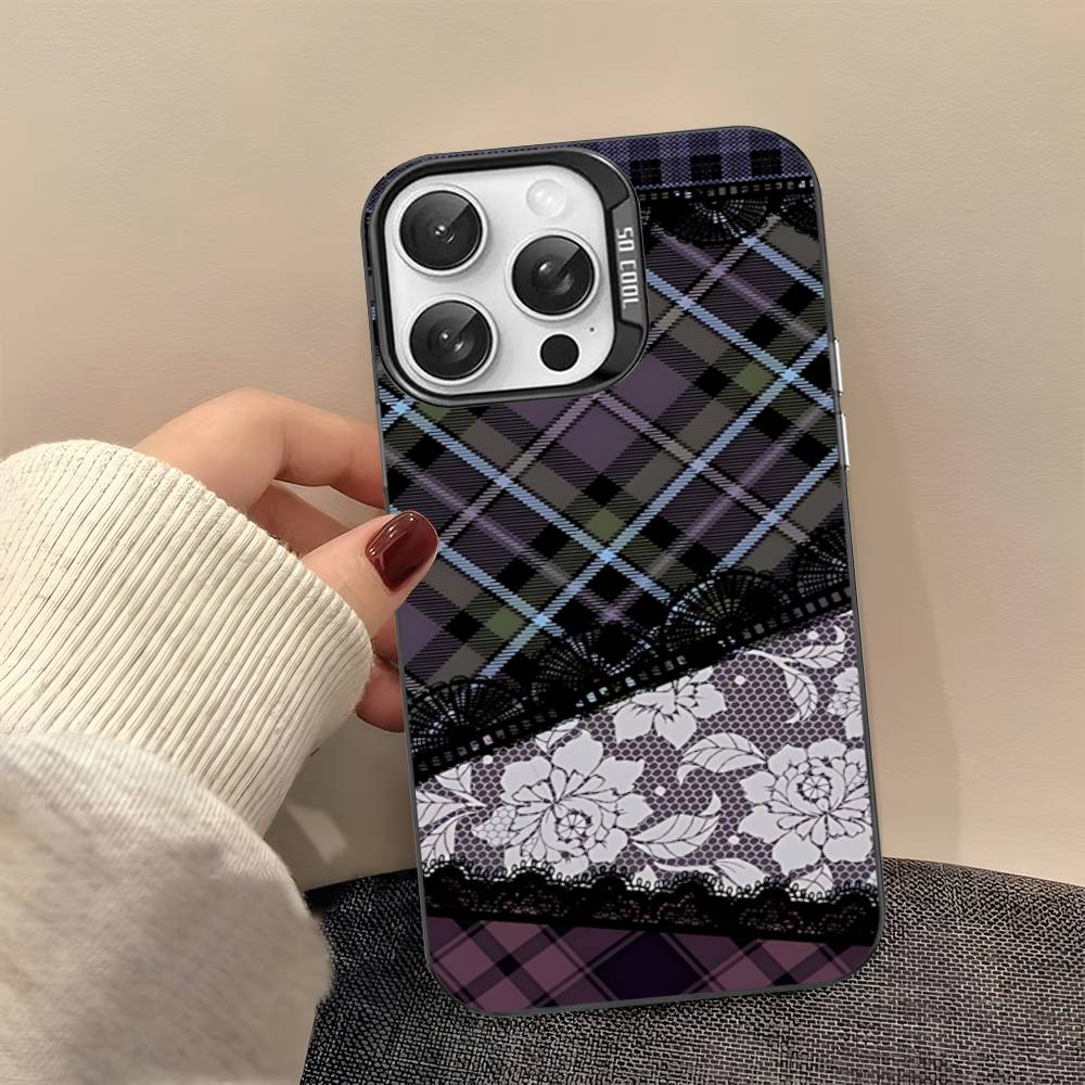 Lace Pattern Phone Case For IPhone 17 16 15 14 13 12 11 Pro Max Plus Color Silver Cover