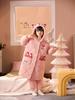 Girls' Three-Layer Quilted Coral Fleece Pajamas and Robe Set