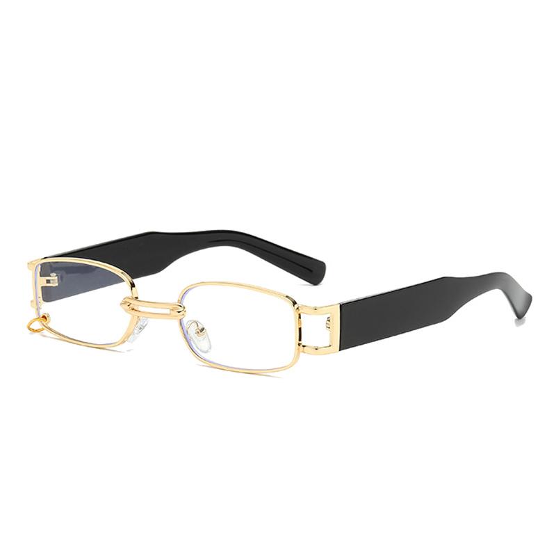 SHAUNA Ins Popular Fashion Small Rectangle Women Luxury Sunglasses Vintage Metal Ring Decoration Men Punk Sun Glasses UV400