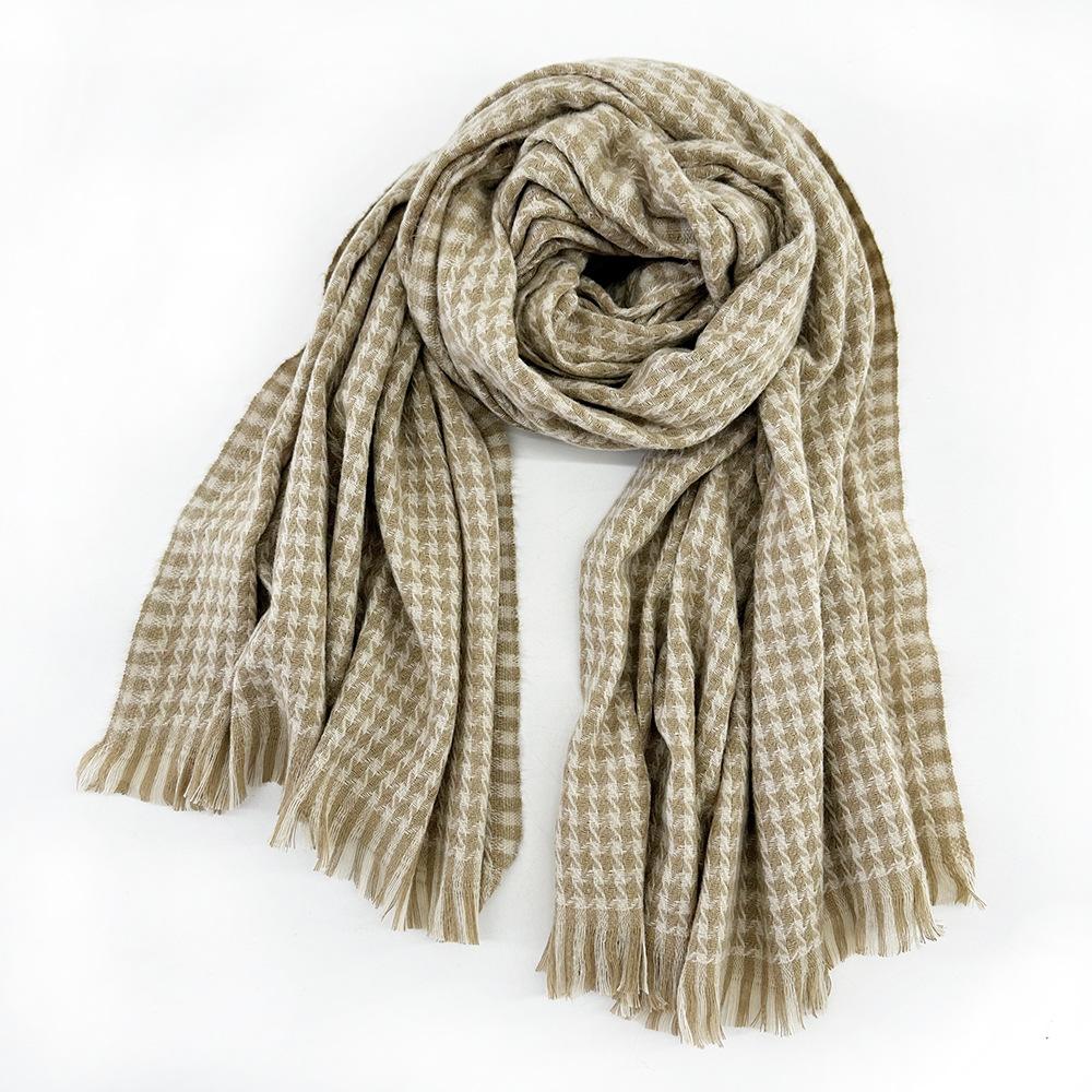 Plaid Scarf Autumn and Winter Women's High End Korean Style Winter Warm Scarf Thickened Imitation Cashmere Shawl