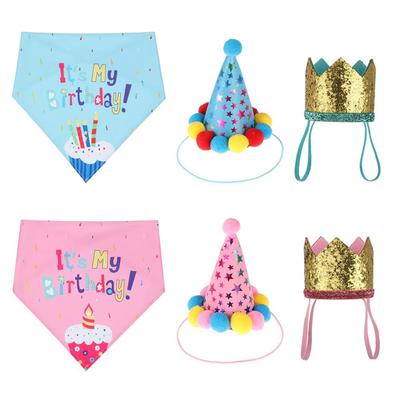 Narozeninový kostým Doplňky pro mazlíčky Flitrový design Bandana Narozeninové čepice/bryndáky pro mazlíčky Pokrývka hlavy Čepice Klobouk