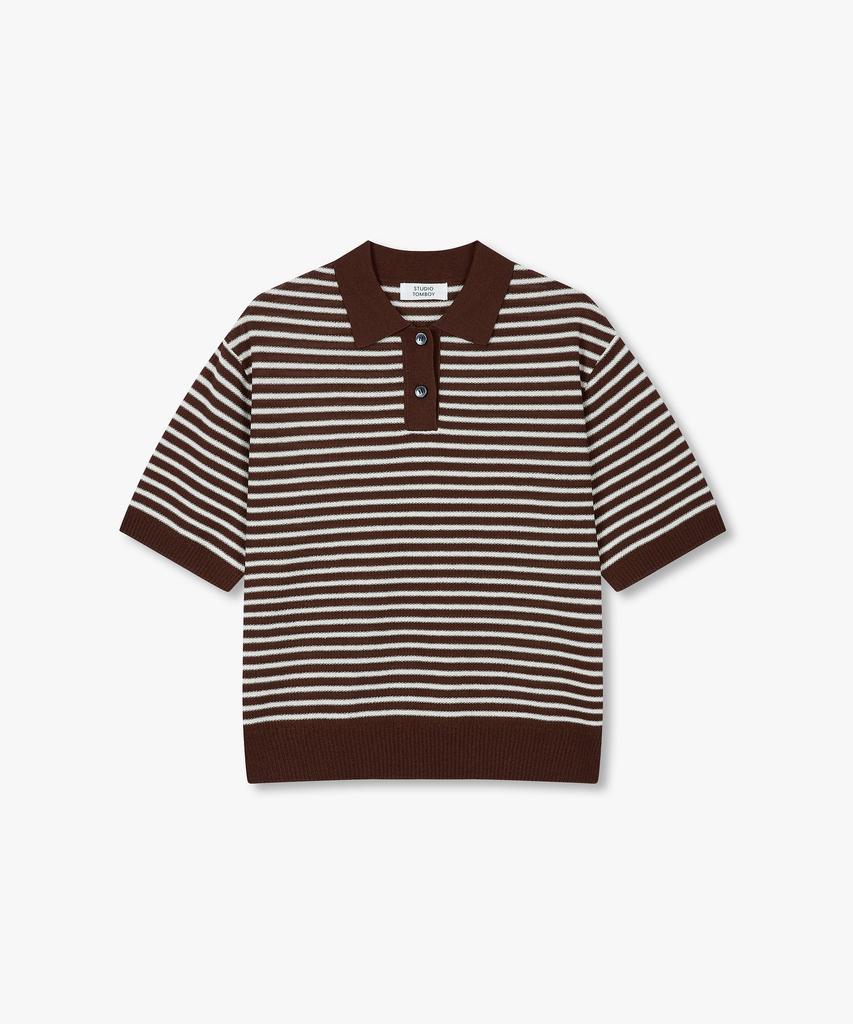 STUDIO TOMBOY Striped Collar Pullover_Brown 9176352971