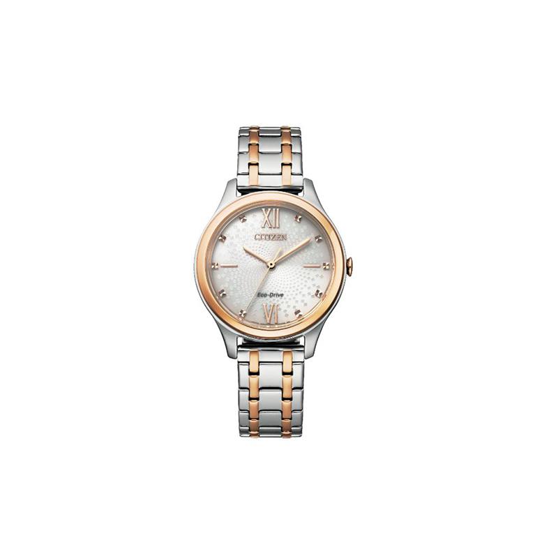 CITIZEN Eco-Drive Series Eco-Drive Ripple Pattern Dial Golden Steel Belt Photo-Energy Quartz Steel Strap Women s Watch White Dial EM0506-77A золотой