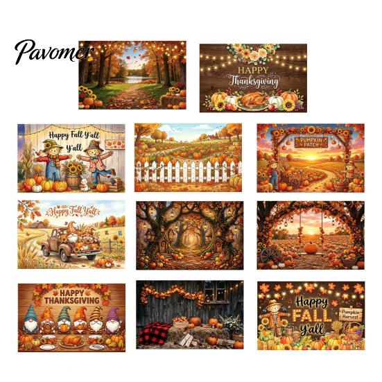 Dekorative Herbstszene für Party 70 x 45 Zoll Kürbis-Hintergrund, Herbsternte-Gnom-Dekorationen Vogelscheuche Fotografie-Hintergrund, Thanksgiving-Banner