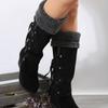 Autumn and Winter New Large Size Suede Wedge High Boots Fringed Boots