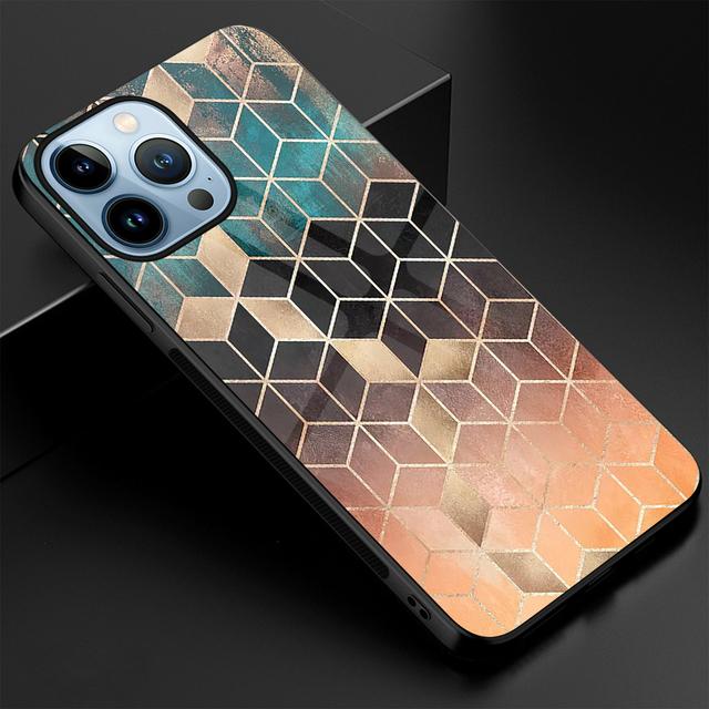 

Чехол для телефона с геометрическим мрамором для Iphone 14 13 11 12 Pro Max Mini Xs Xr X, чехол из закаленного стекла для Iphone 7 8 6s Plus Se 2022 For iphone 12 Pro