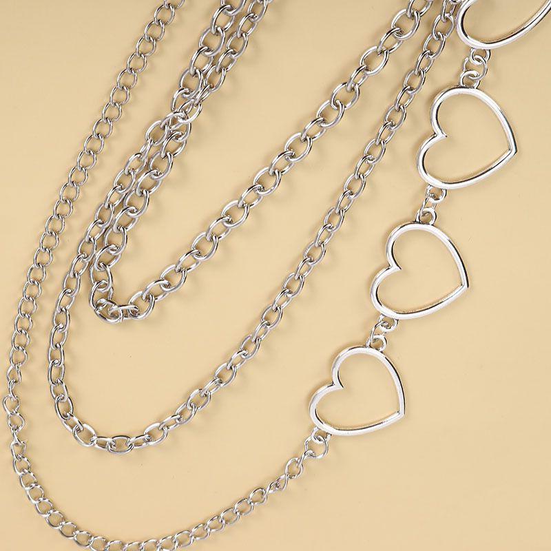 Hip Hop Trendy Cool Metal Love Multi-layer Waist Chain Female Ins Style Versatile Peach Heart Pendant Trouser Chain