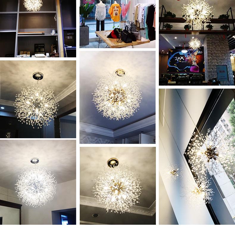 Dandelion Crystal Firework Chandelier: Modern Minimalist Light for Restaurants, Bedrooms, Bars, and Retail Displays