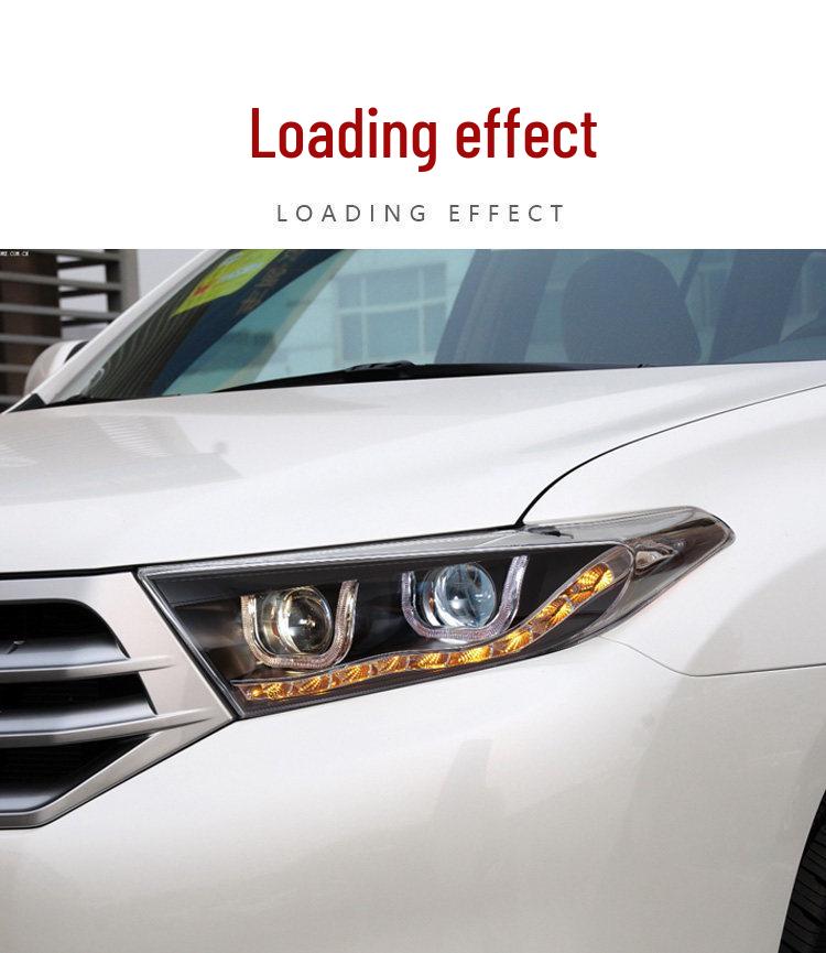 LED Projector Xenon Headlight Assembly for 12-14 Toyota Highlander with DRL and Flowing Light