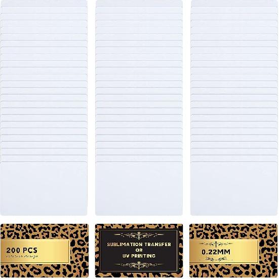 200 шт. Сублимационные визитки Сублимационные заготовки Металлические именные карточки Белые алюминиевые заготовки Толстые визитки для гравировки на заказ Печать DIY Подарок 0.22 mm, 0.01 Inch