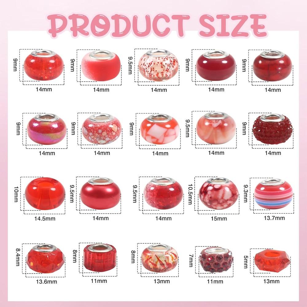 12/25/50pcs Assorted Resin European Beads Large Hole Lampwork Spacer Beads Rhinestone Craft Beads for DIY Charms Bracelet Jewelry Making