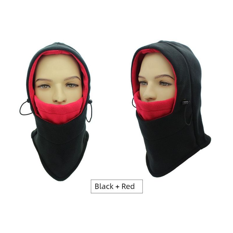 

Qingqi Многофункциональная двухслойная маска-шарф 6-в-1 из тонкого вельвета для велоспорта на открытом воздухе, шапка-маска для лица, лыжная шапка Black red mask
