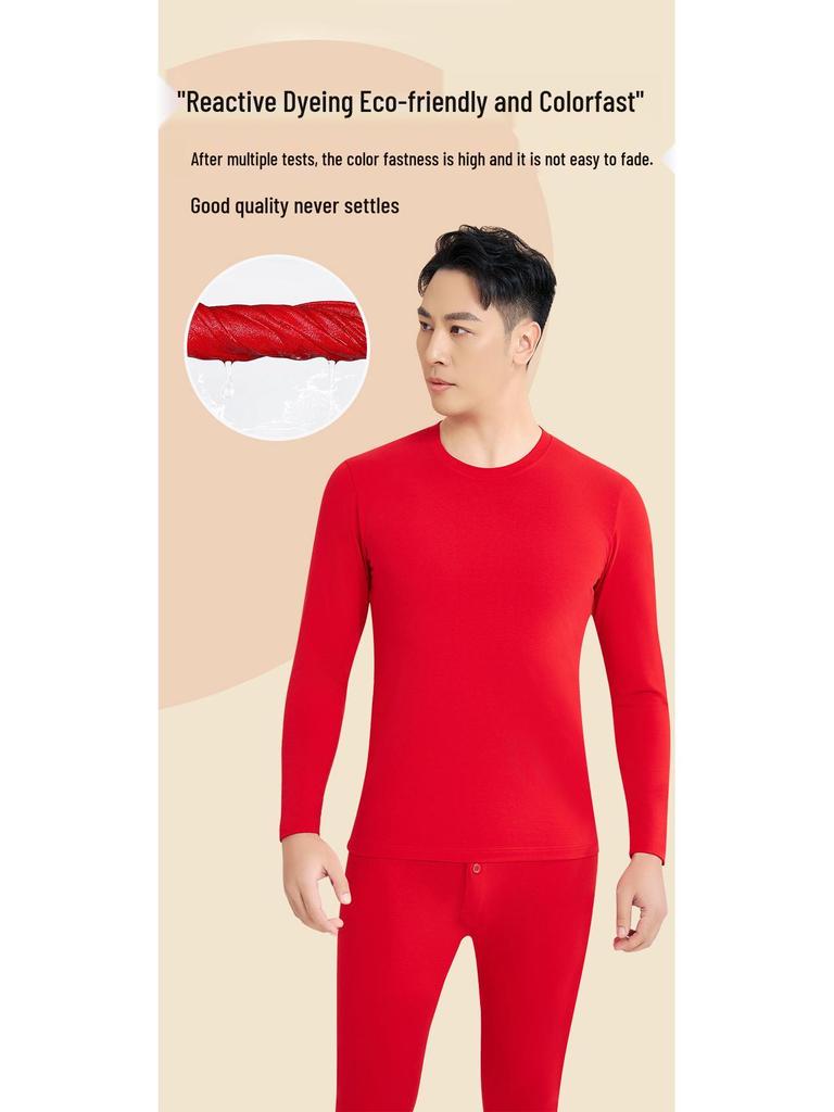 Męski Młodzieżowy Zestaw Bielizny Termicznej z Lyocellu z Okrągłym Dekoltem, Bez Podszewki, Cienki, Jesień/Zima