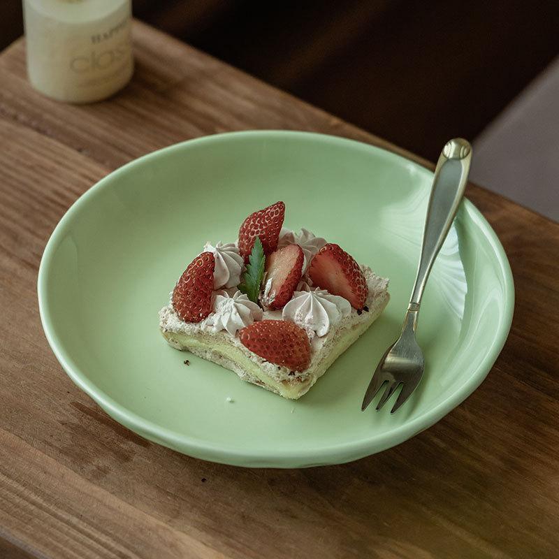 Cream Plate Household Solid Color Plate Premium Tableware Deep Plate Restaurant Plate Western Pasta Plate Dessert Plate