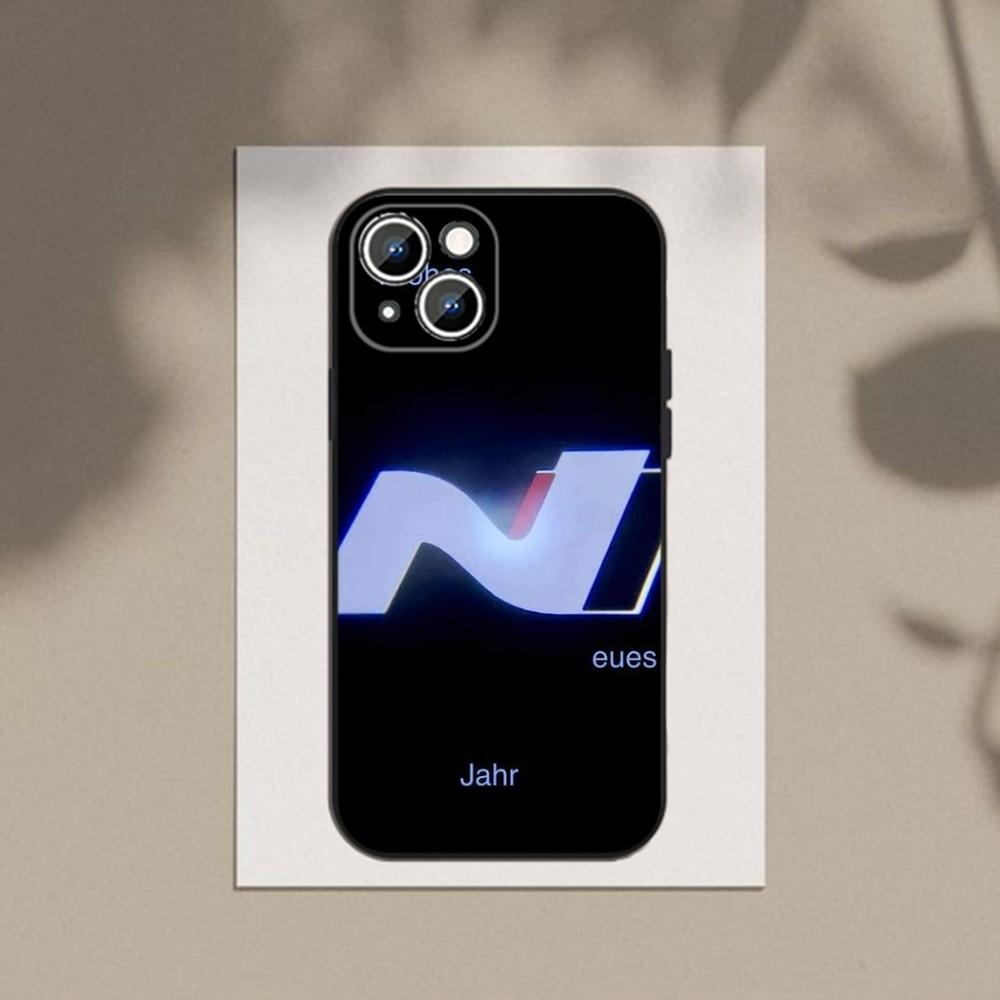 Funda para Teléfono Coche Azul I30N Funda para Teléfono Para Apple iPhone 15,14,13,12,11,XS,XR,X,8,7,Pro,Max,Plus,mini Silicona Negra Cubierta