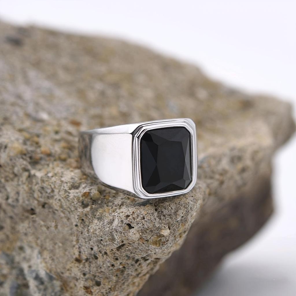 R3381 Men's High Quality 316LStainless Steel Multiple Gemstone Styles Onyx Rings