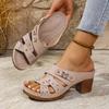 Shoes high-heeled platform fish mouth slippers one-word new summer large-size high-heeled slippers