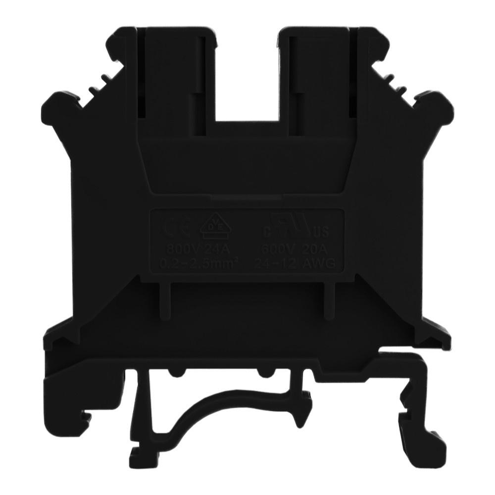 Through Screw Terminal Block for DIN Rail TH35 Black 10mm² 1-Pole