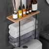 Wall Mounted Towel Holder with Wood Shelf Strong Load-bearing Easy To Install Multi-functional Bathroom Towel Rack Storage Holder