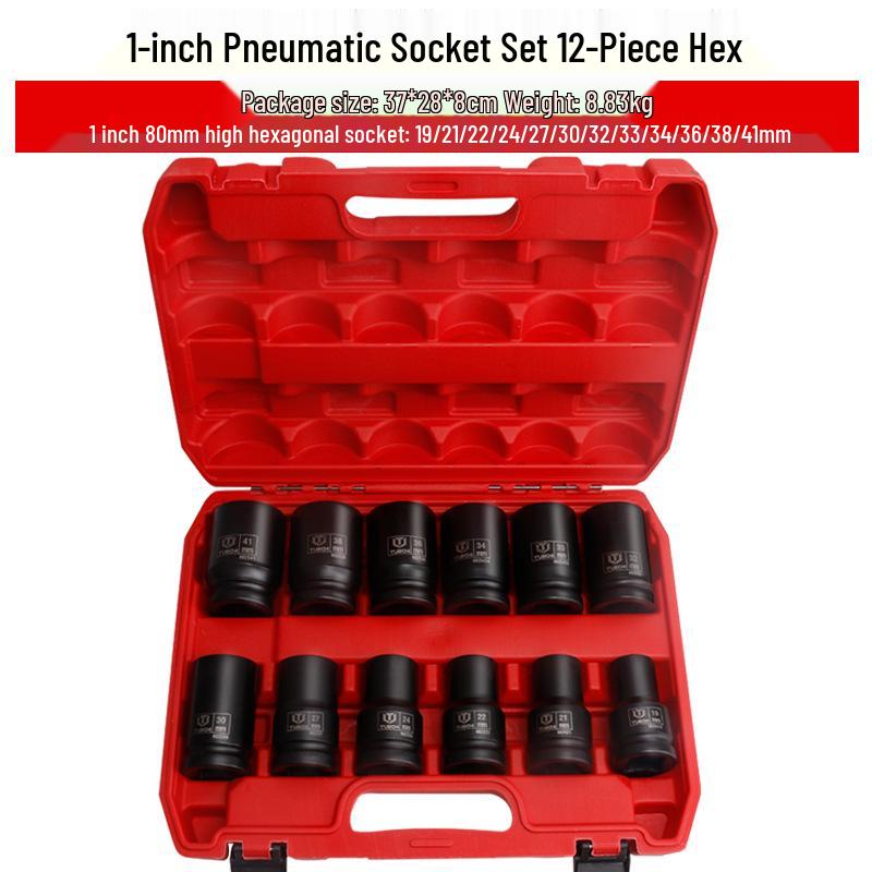 1" Heavy-Duty Pneumatic Hex Socket Wrench Head, 80mm Long, Electric Tire Tool
